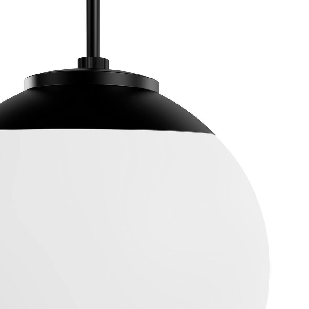 Matte Black and White Glass Globe Pendant Light