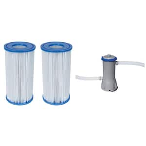 4.2 in. Dia Type-III/A Pool Replacement Filter Cartridge (2-Pack) with 1000 GPH Pool Filter Cartridge Pump