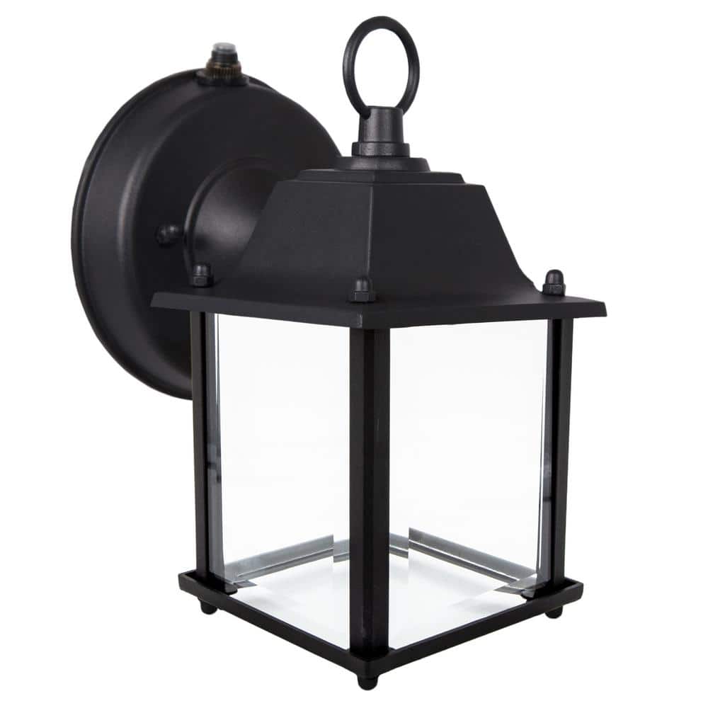 Maxxima 1-Light Black LED Outdoor Wall Lantern Sconce with Dusk to