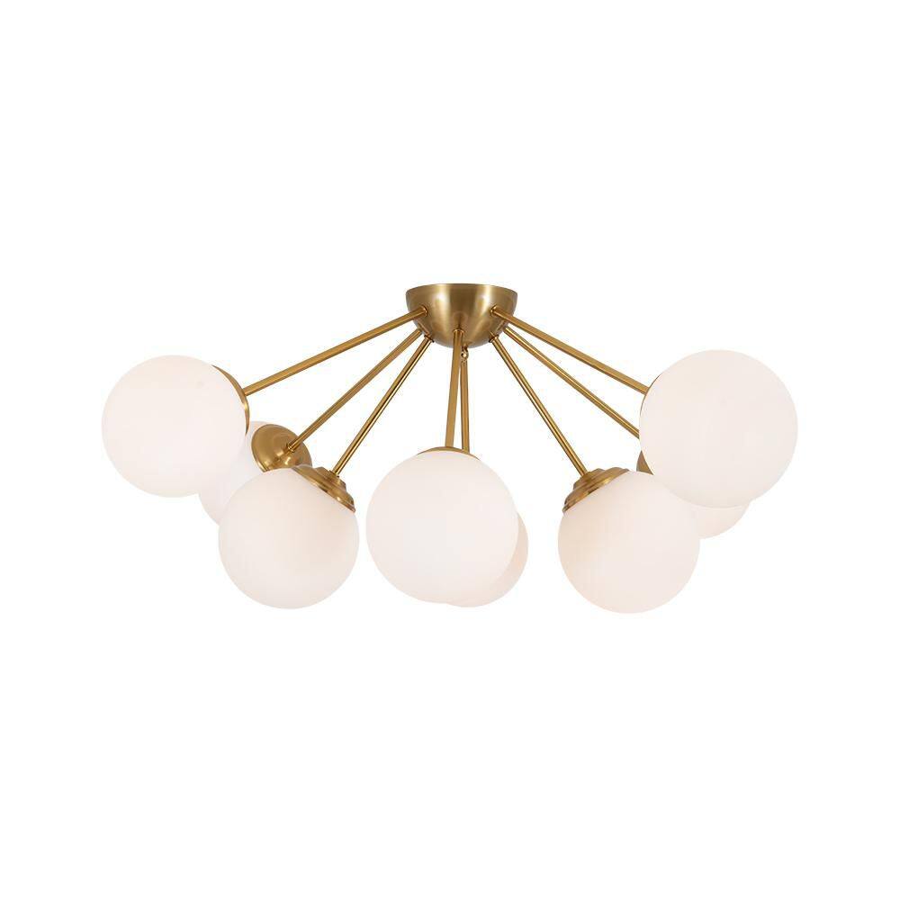 Ceder 8-Light 35.4-in W Raw Brass Sputnik Semi-Flush Mount with Opal Milk Glass Globes for Living Room and Dining Room price history on PriceWatchPro