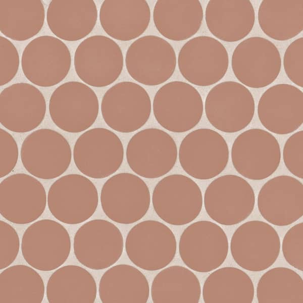 Makoto Umi Terracotta 10 in. x 10 in. Matte Porcelain Penny Mosaic Floor and Wall Tile (3.42 sq. ft./Case)