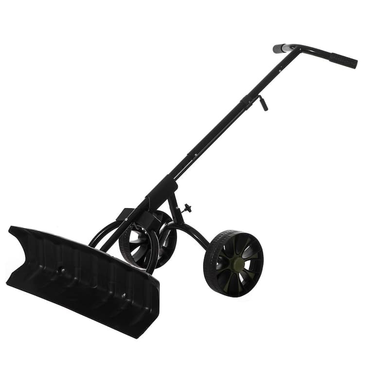 Gardenised Extra Wide 36 in. Snow Shovel Plow Pusher Remover with Large Rugged Wheels, Heavy Duty, Black