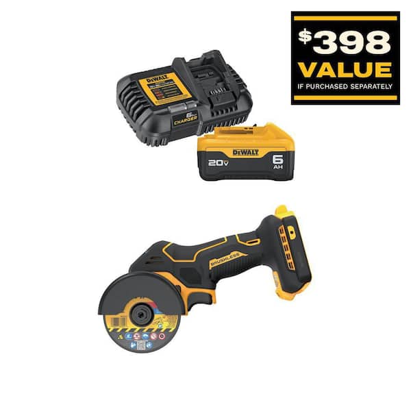 DEWALT 20V XR Lithium-Ion Cordless 3 in. Cut-Off Tool with 6.0 Ah Battery Pack and Charger Kit