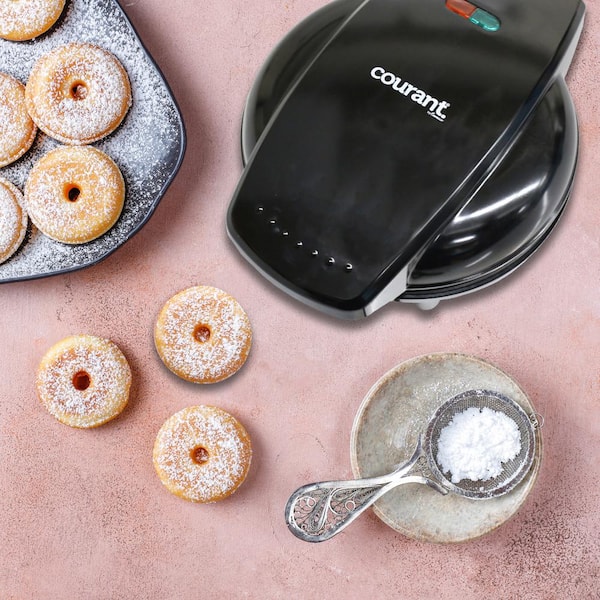 Mini Donut Maker Machine, Double Sided Heating Portable Electric Donut  Maker Machine for 7 Doughnuts (Black)