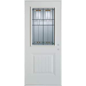 32 in. x 80 in. Architectural 1/2 Lite 1-Panel Painted White Steel Prehung Front Door