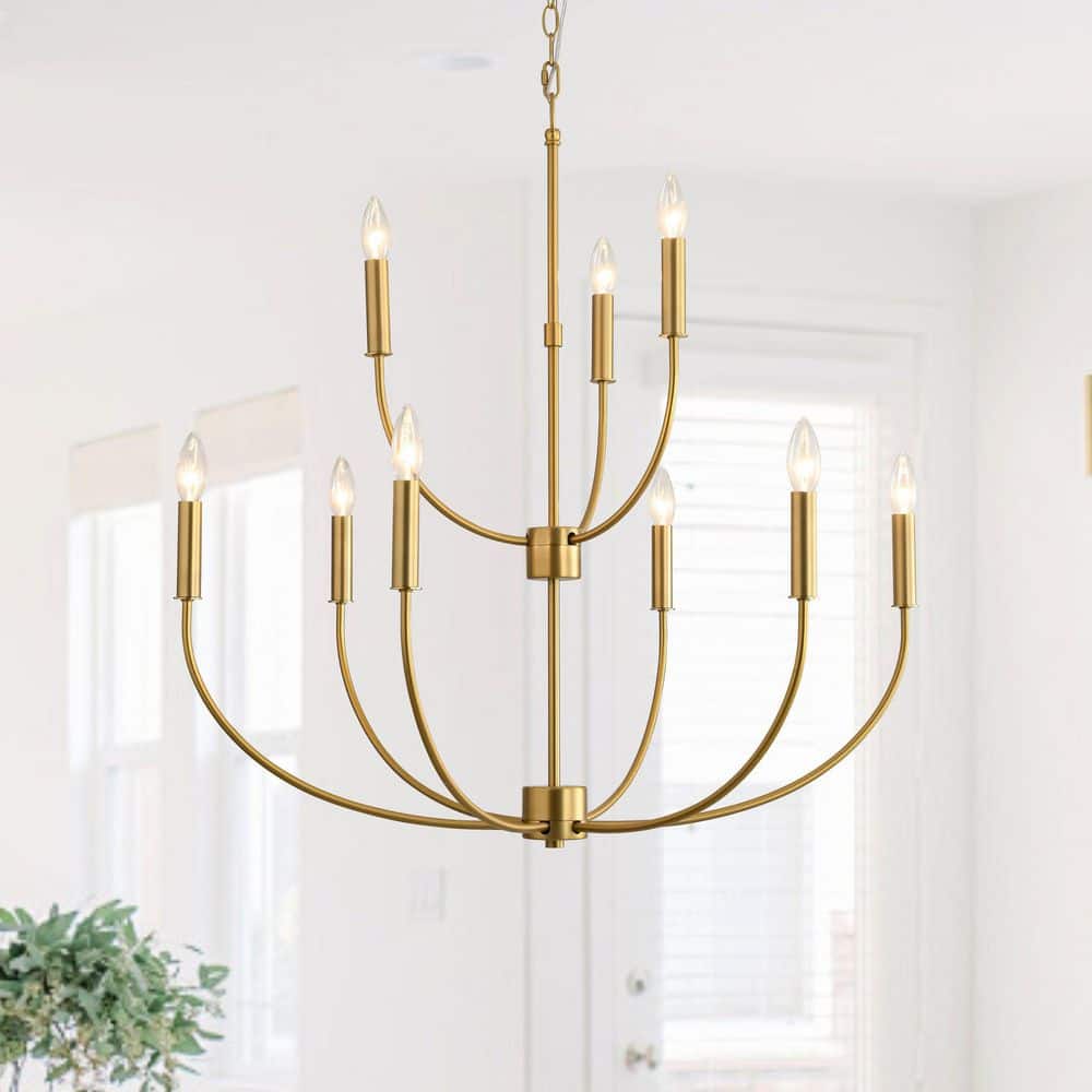 Lyra 3-Light 32.3 in.W Brushed Gold Chandelier Mid-Century Candle Style Chandelier Luxury Living Room Pendant Light price history on PriceWatchPro