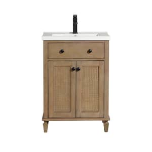 Annie 24 in. Bath Single Vanity in Weathered Fir with Ceramic Vanity Top in White with White Basin