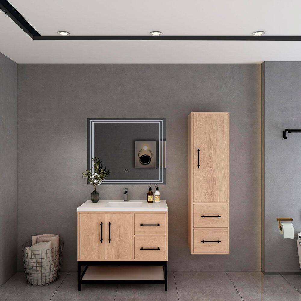 Victoria 36 in. W x 20 in. D x 35 in. H Single Sink Freestanding Frame Bath Vanity in Red Oak with White Acrylic Top price history on PriceWatchPro