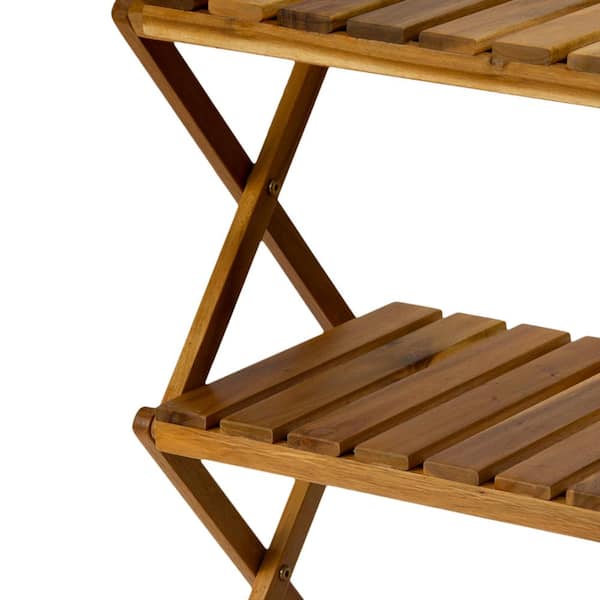 Rectangular 3 Tier Acacia Wood Rack Natural Color