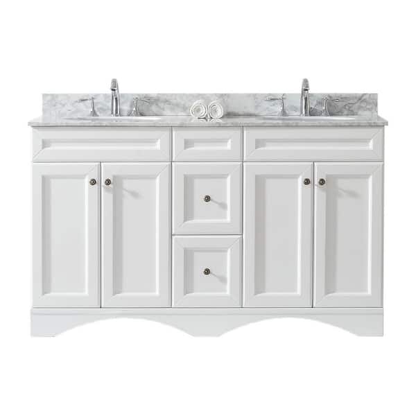 Virtu USA Talisa 60 in. W Double Bath Vanity in White with Marble Vanity Top and Round Basin with Faucet