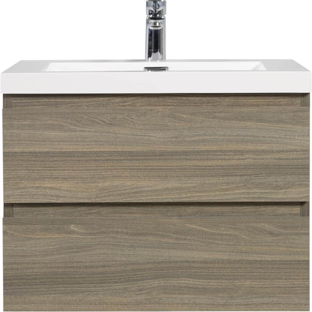 24 in. W Floating Vanity in Ash Grey with Single Sink and White Solid Surface Top price history on PriceWatchPro