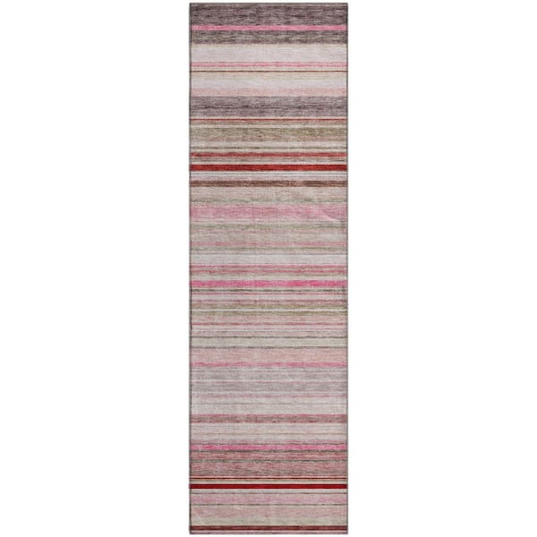 Mayfield Premium Machine Washable Abstract AMF979 Pink 2 ft. 3 in. x 7 ft. 6 in. Runner Rug