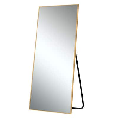 72 in. x 28 in. Large Modern Rectangle Aluminum Alloy Framed Gold Floor Mirror Standing Mirror