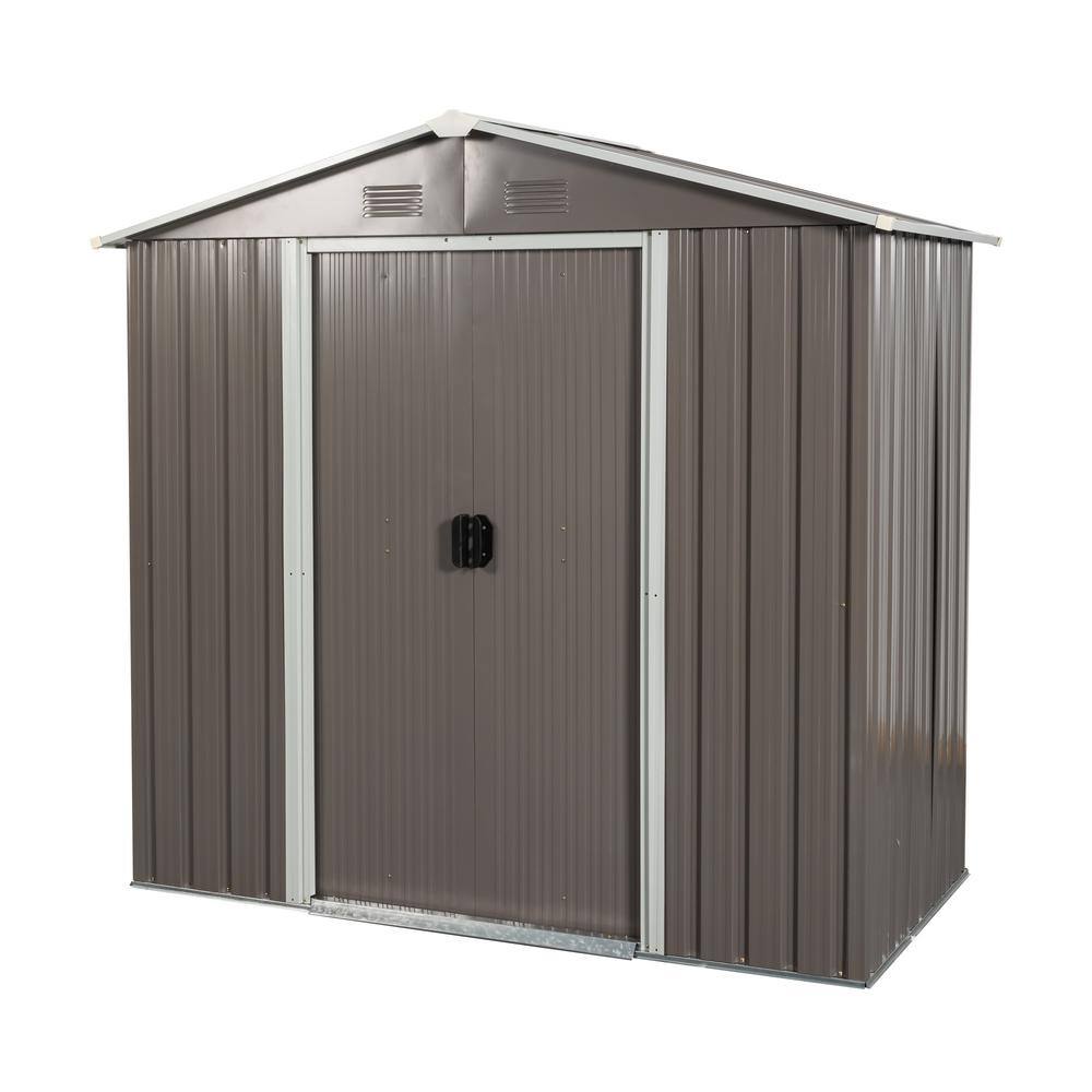 6 ft. x 4 ft. Outdoor Metal Storage Shed Gray (24 sq. ft.)
