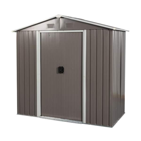 6 ft. x 4 ft. Outdoor Metal Storage Shed Gray (24 sq. ft.)