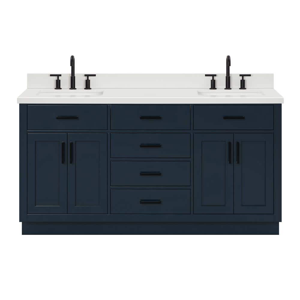 Midnight Blue Double Vanity with White Quartz Top
