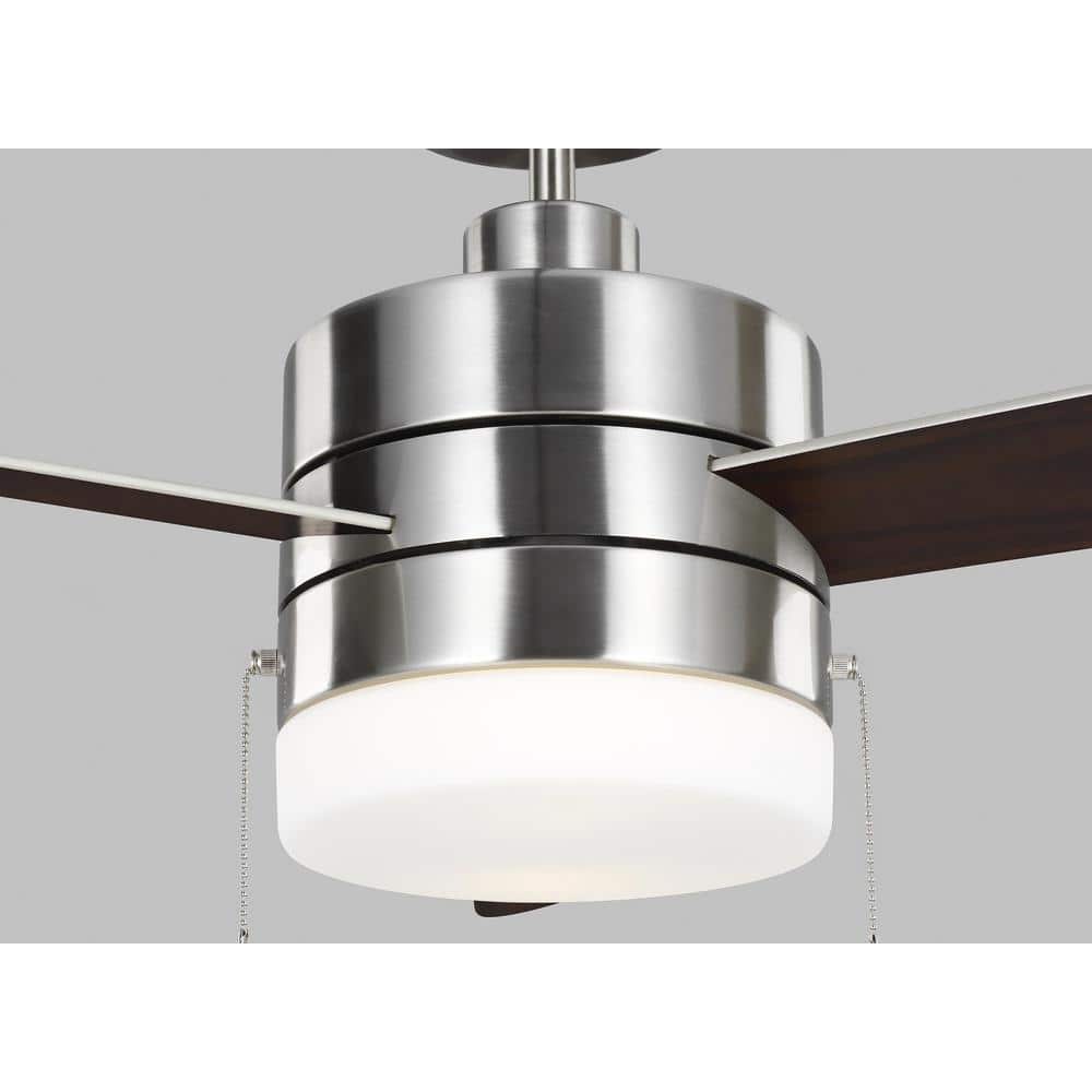 Brushed Steel 52'' Ceiling Fan with Solid Wood Blades and Light Kit