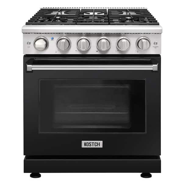 30 in. 5 Burners Freestanding Natural Gas Range in Stainless Steel with 4.55 cu. ft. Convection Oven and Black Oven Door