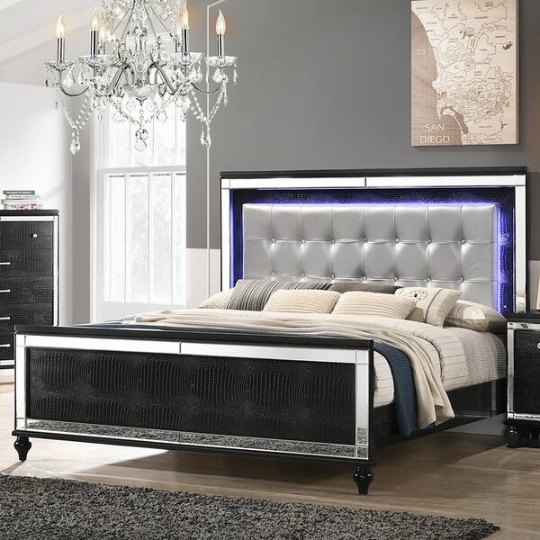 NEW CLASSIC HOME FURNISHINGS Valentino Black King/Queen Bed Frame (Side Rails)