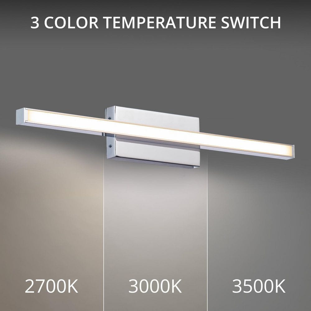 Parallax 18" Chrome LED Bath Bar with Dimmable White Acrylic Shade