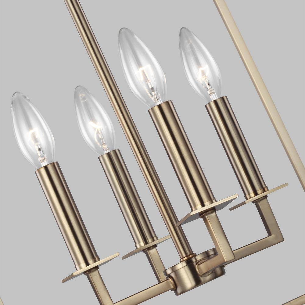 Satin Brass Farmhouse 4-Light Indoor/Outdoor Lantern Pendant