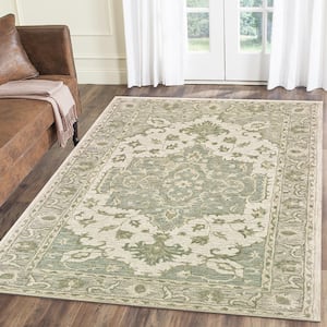 Willow Classic Medallion Sea Green / Gray Rectangle 9 ft. x 12 ft. Indoor Area Rug