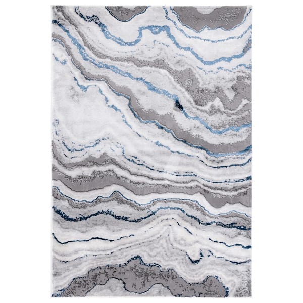 SAFAVIEH Craft Gray/Blue Doormat 3 ft. x 5 ft. Marbled Abstract Area Rug