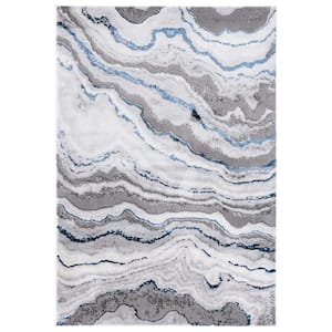 Craft Gray/Blue 5 ft. x 8 ft. Marbled Abstract Area Rug