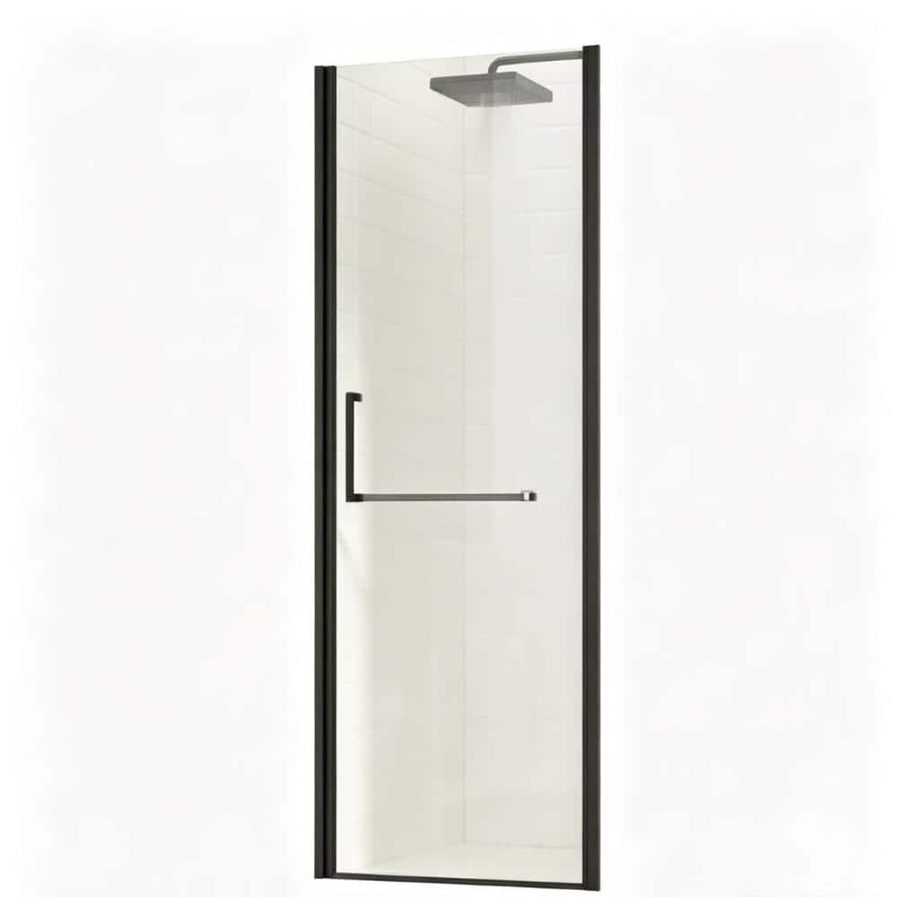 "27-28""W x 72""H Frameless Pivot Shower Door, 1/4"" SGCC Explosion Glass, Matte Black Hardware" price history on PriceWatchPro
