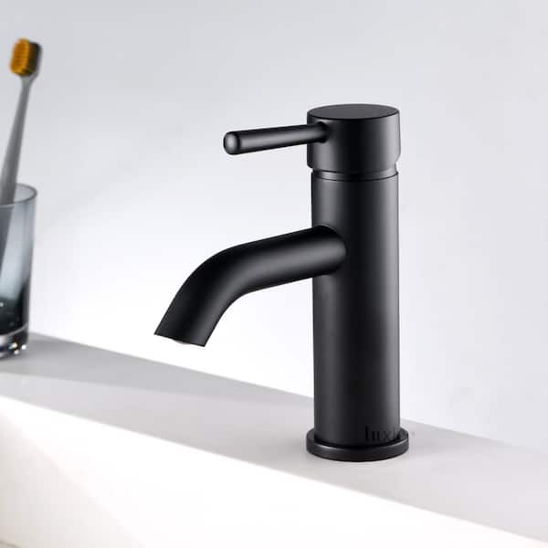 Raphral Single Hole Single-Handle Bathroom Faucet with drain in Matte Black