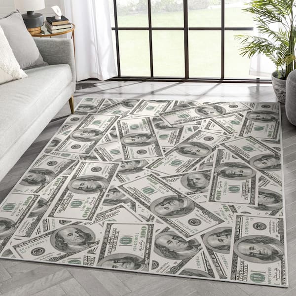 Money Dollar Front 2006A Novelty Printed Green 5 ft. x 7 ft. Area Rug