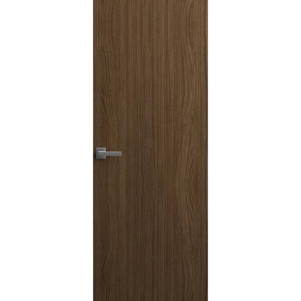 Sartodoors 28 in. x 80 in. Unassembled Right-Hand/Inswing Solid Core Walnut Flush Mount Hidden Door with Black Hinge Finish