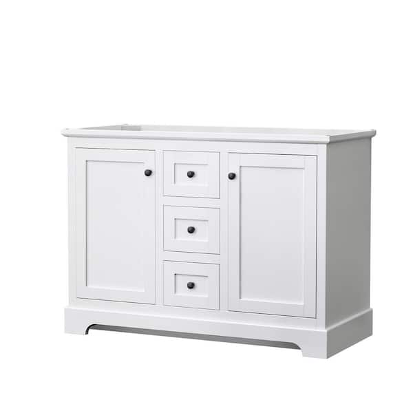 Wyndham Collection Avery 47.25 in. W x 21.75 in. D x 34.25 in. H Double Bath Vanity Cabinet without Top in White