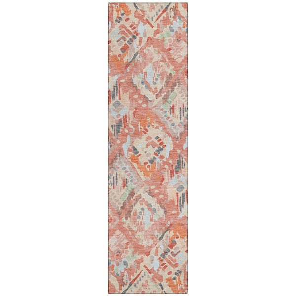 Chantille Machine Washable Indoor/Outdoor Abstract ACN1328 Coral 2 ft. 3 in. x 7 ft. 6 in. Area Rug