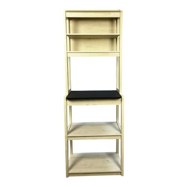 23.62 in. White and Black Bakers Rack for Kitchen with Storage, Coffee Bar, 5-Tier Kitchen Shelves, Microwave Stand