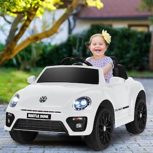 12-Volt Kids Ride On Car Licensed Volkswagen Beetle with Remote Control and Music White