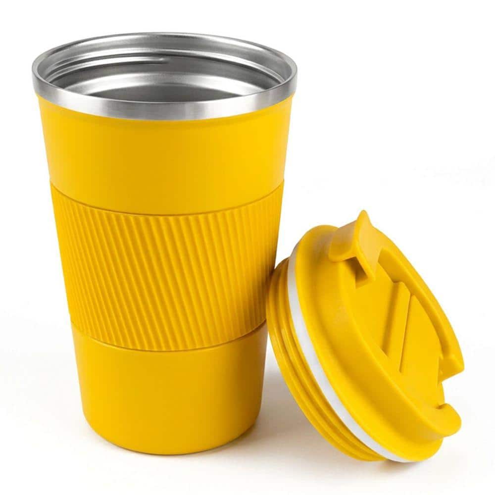 12 oz Yellow Stainless Steel Insulated Travel Coffee Mug with Lid