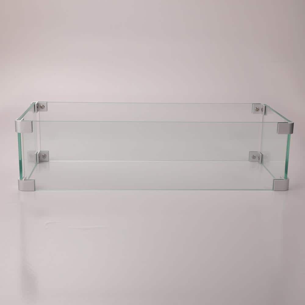 19.10 in. x 7.50 in. Outdoor Clear Tempered Glass Rectangular Fire Pit Flame Guard Screen Wind Guard Shield price history on PriceWatchPro