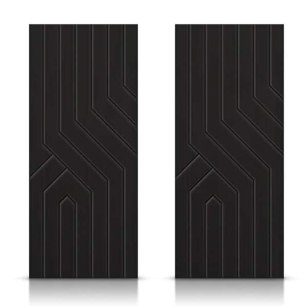 72 in. x 96 in. Hollow Core Black Painted Composite MDF Interior Double Closet Sliding Doors
