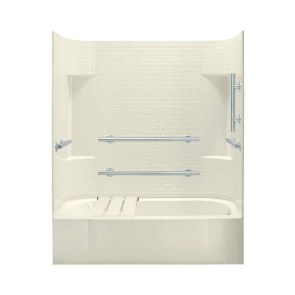 STERLING Accord 30 in. x 60 in. x 74-1/2 in. Standard Fit Bath and Shower Kit in Biscuit