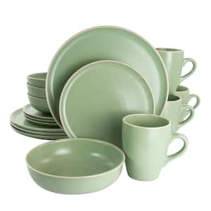 Serenade 16-Piece Green Round Stoneware Dinnerware Set