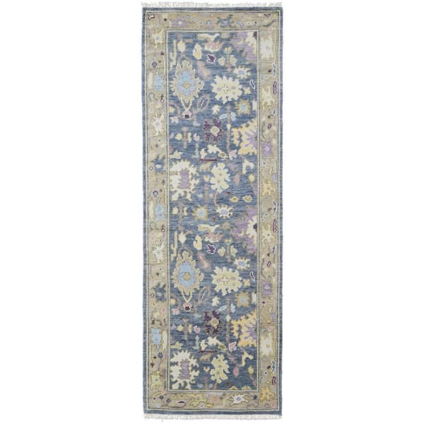 HomeRoots 2 X 8 Gold, Blue, Purple Oriental Runner Rug