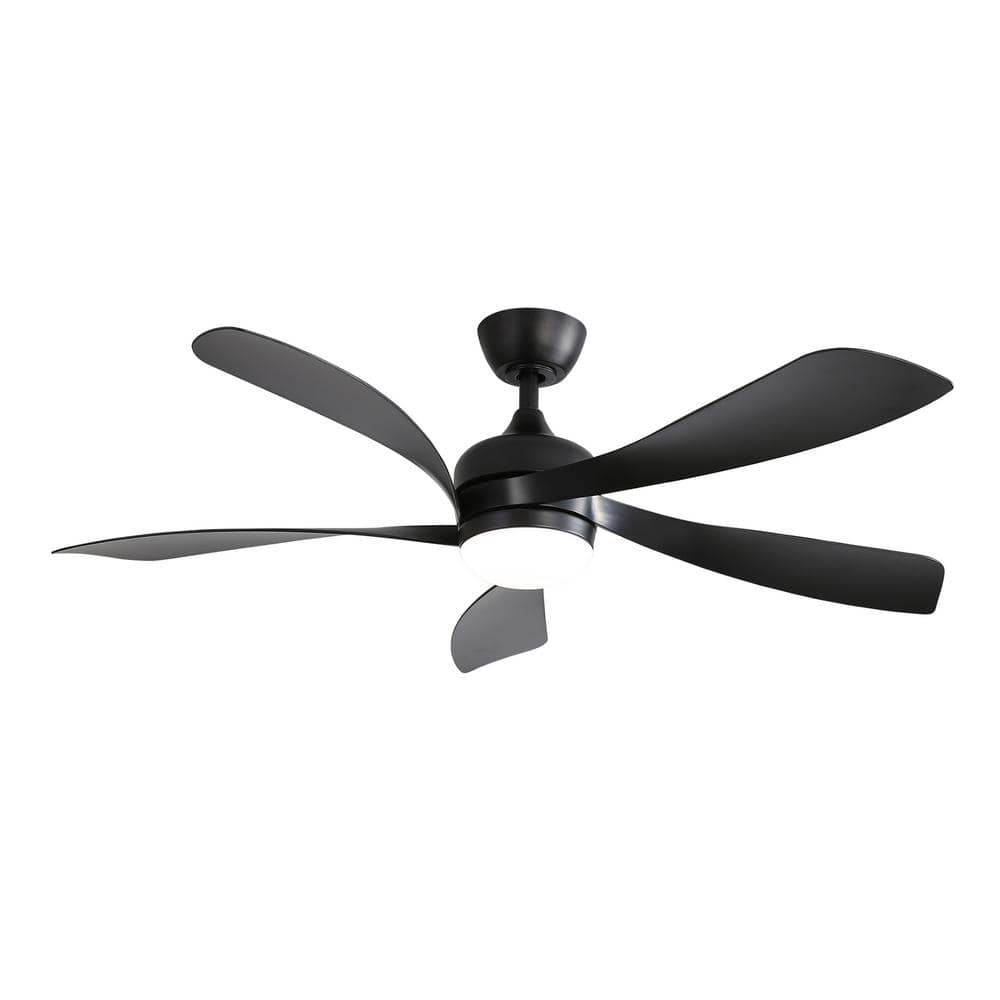 52 in.Indoor Black Ceiling Fan With 3-Color Dimmable 5 ABS Blades Remote Co
