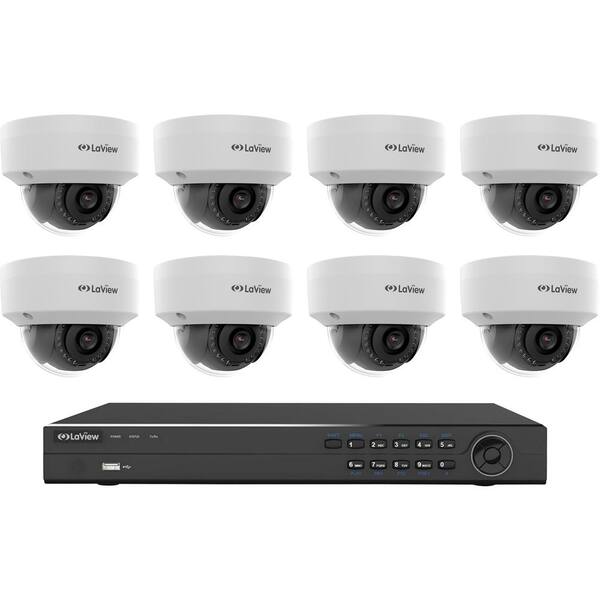 LaView 8-Channel Full HD 4MP IP Indoor/Outdoor Surveillance 4TB 4K Output NVR System (8) Dome Cameras with Remote Viewing
