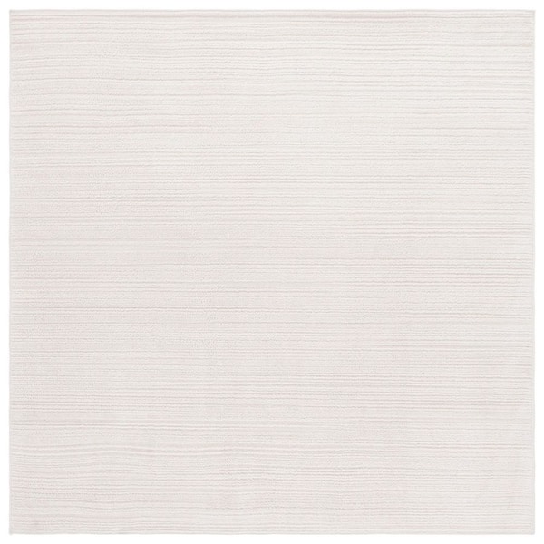 Harmony 7 ft. x 7 ft. Ivory Solid Striped Square Area Rug