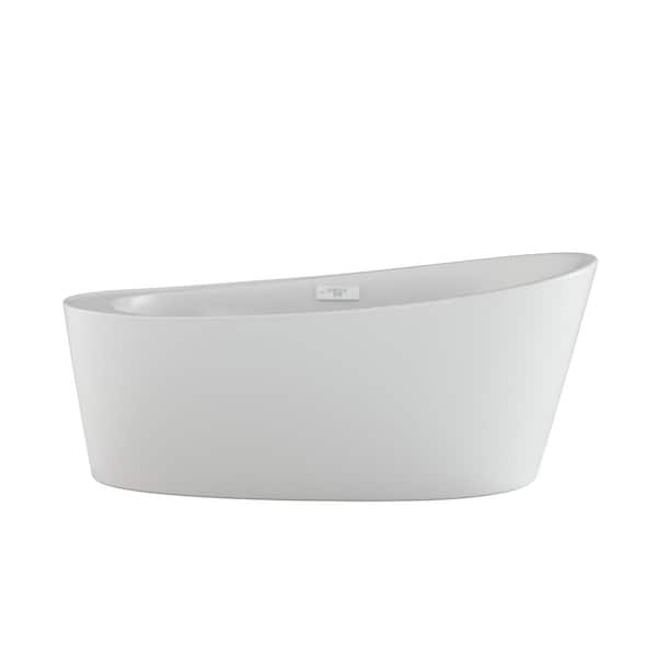 BRIA 67 in. x 34 in. Soaking Bathtub with Center Drian in White