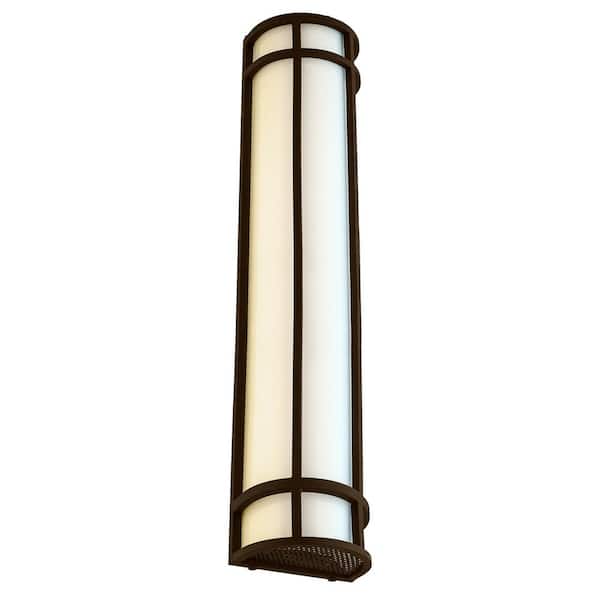 30 in. 1-Light Bronze LED Selectable CCT 3000K, 4000K, 5000K Outdoor Decorative Wall Lantern Light Sconce