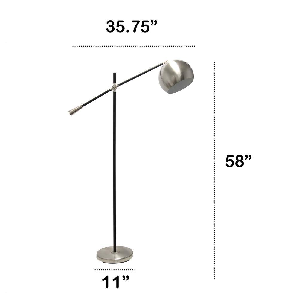 Edison Adjustable Gray 58'' Industrial Floor Lamp with Dome Shade