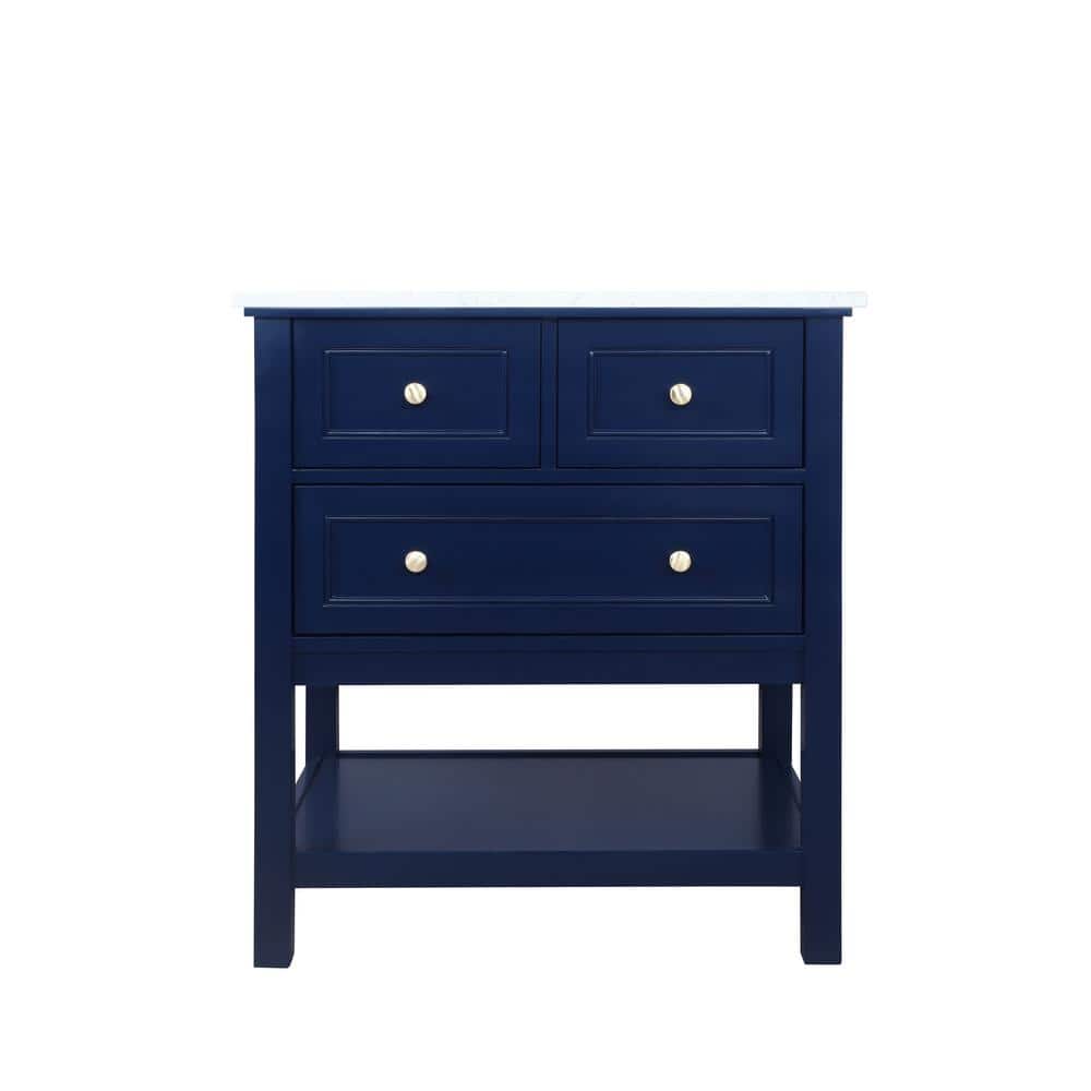 Simply Living 30 in. W x 22 in. D x 34 in. H Bath Vanity in Blue with Carra