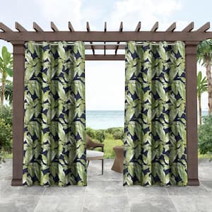 Island Palm Island Deep Palm Leaf Light Filtering Grommet Top Indoor/Outdoor Curtain, 54 in. W x 96 in. L (Set of 2)